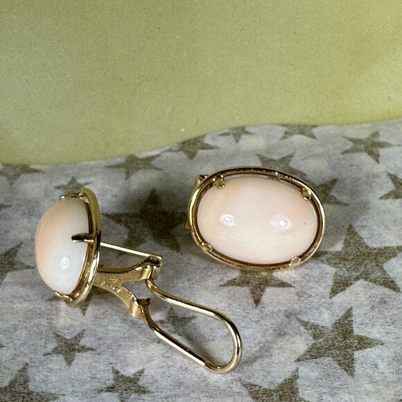 14K Gold and Genuine Coral French Clip Earrings - Picture 6 of 6